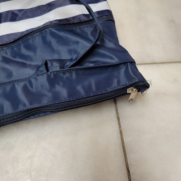 Sorrento Italia Women's Blue White Striped Double Handle One Size Tote Bags - Picture 8 of 11